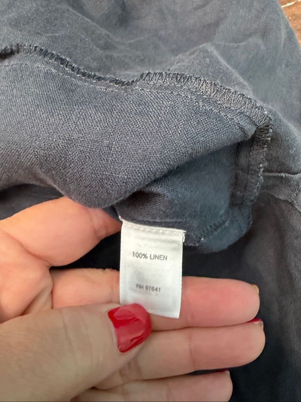 Pure Jill Navy Blue Linen Top Women’s Size XL - Picture 5 of 7